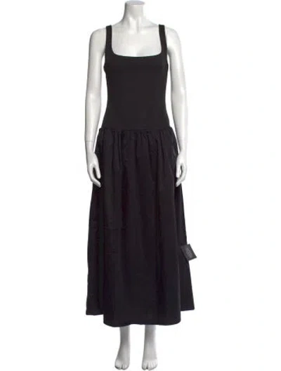 Pre-owned Anna Quan Square Neckline Long Dress In Black