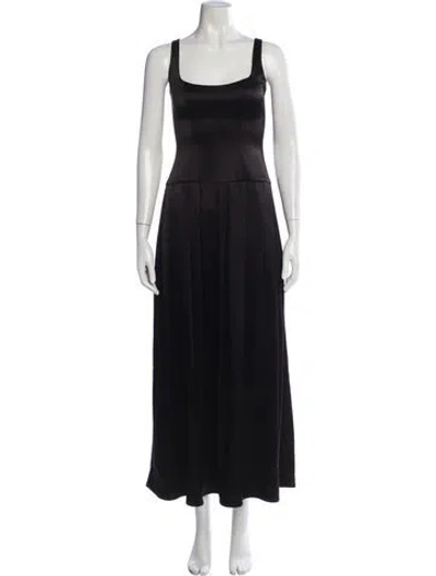 Pre-owned Anna Quan Square Neckline Long Dress In Black
