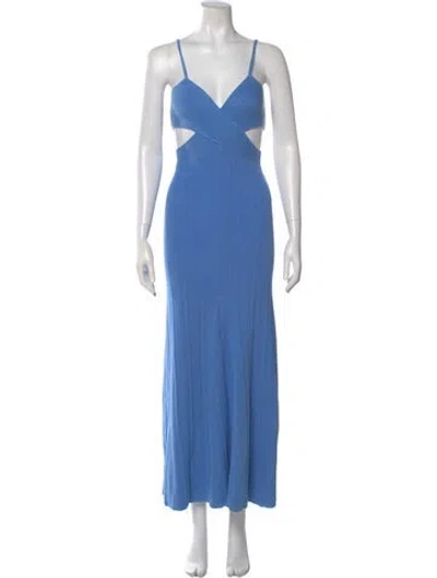 Pre-owned Anna Quan Square Neckline Long Dress In Blue