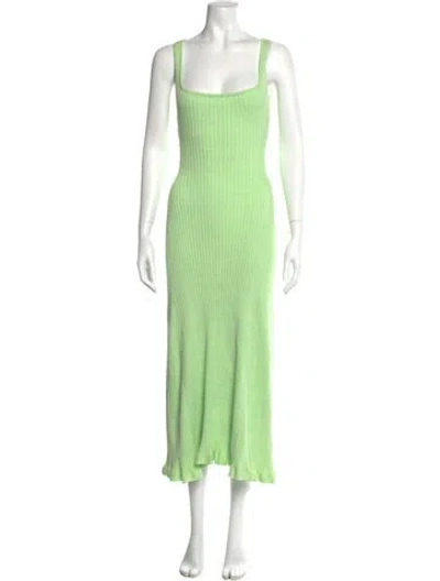 Pre-owned Anna Quan Square Neckline Long Dress In Green