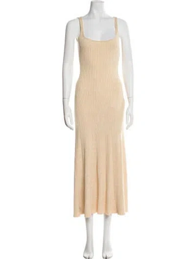 Pre-owned Anna Quan Square Neckline Long Dress In Neutral