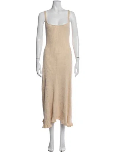 Pre-owned Anna Quan Square Neckline Long Dress In Neutrals