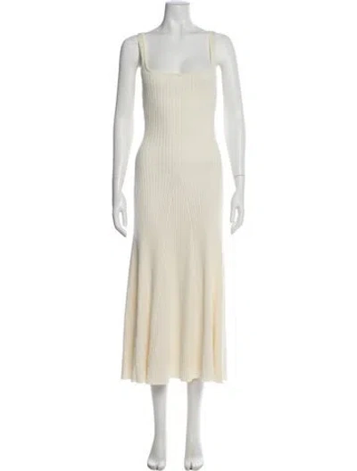 Pre-owned Anna Quan Square Neckline Long Dress In White