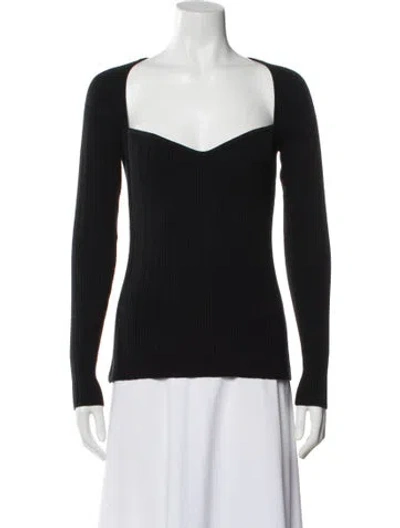 Pre-owned Anna Quan Square Neckline Long Sleeve Top In Black