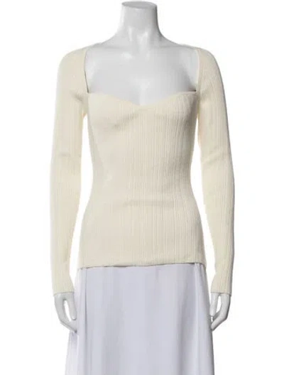 Pre-owned Anna Quan Square Neckline Long Sleeve Top In Neutrals