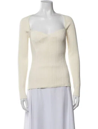 Pre-owned Anna Quan Square Neckline Long Sleeve Top In Neutrals