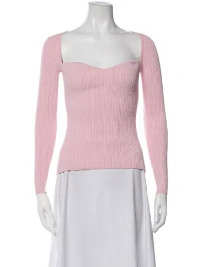 Pre-owned Anna Quan Square Neckline Long Sleeve Top In Pink