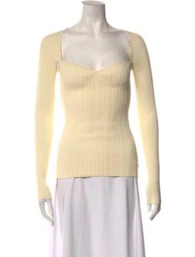 Pre-owned Anna Quan Square Neckline Long Sleeve Top W/ Tags In Neutrals
