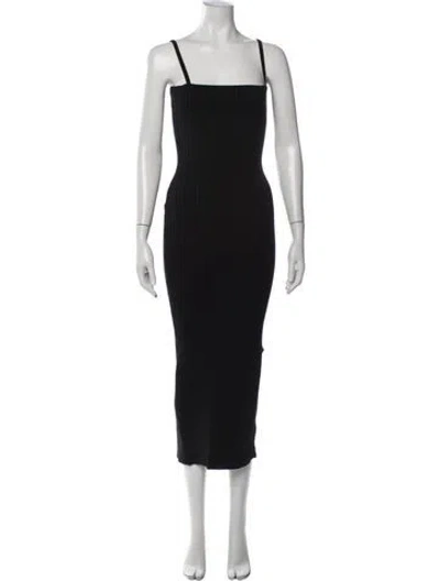 Pre-owned Anna Quan Square Neckline Midi Length Dress In Black