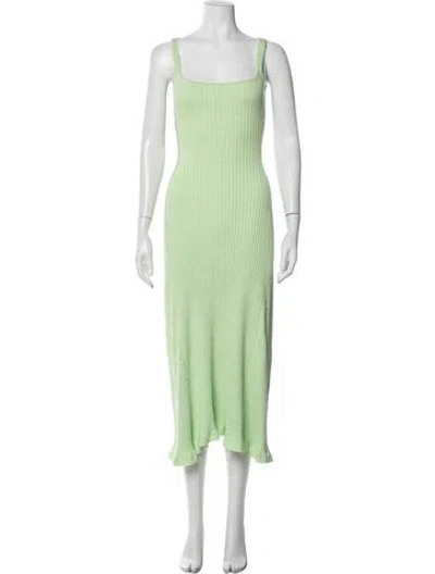 Pre-owned Anna Quan Square Neckline Midi Length Dress In Green
