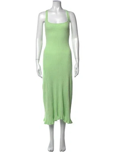 Pre-owned Anna Quan Square Neckline Midi Length Dress In Green