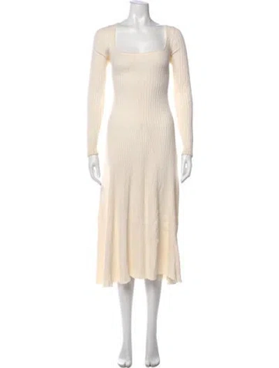 Pre-owned Anna Quan Square Neckline Midi Length Dress In Neutral
