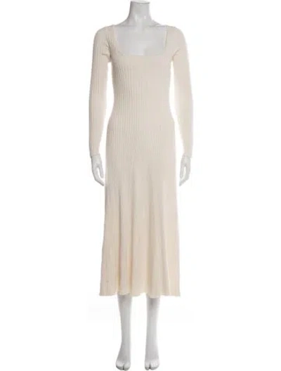 Pre-owned Anna Quan Square Neckline Midi Length Dress In White