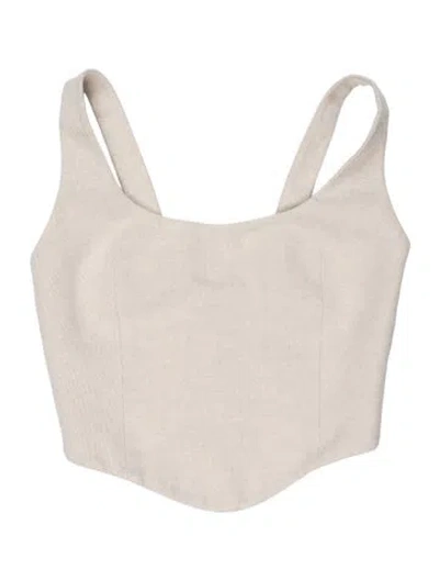 Pre-owned Anna Quan Square Neckline Sleeveless Crop Top In Neutrals