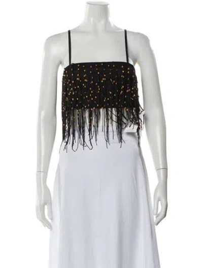 Pre-owned Anna Quan Square Neckline Sleeveless Crop Top In White