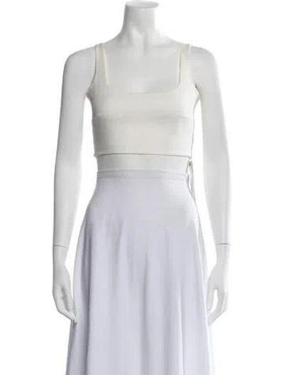 Pre-owned Anna Quan Square Neckline Sleeveless Crop Top In White