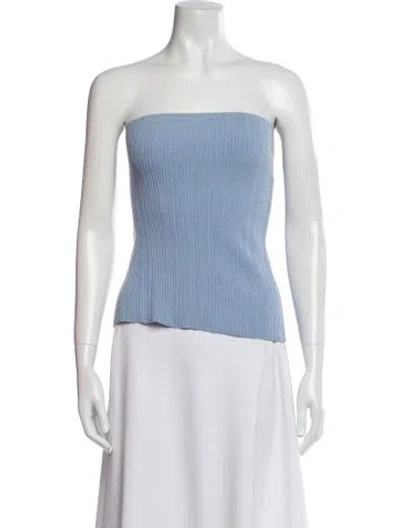 Pre-owned Anna Quan Strapless Crop Top In Blue