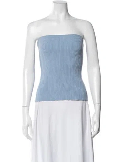Pre-owned Anna Quan Strapless Crop Top In Blue