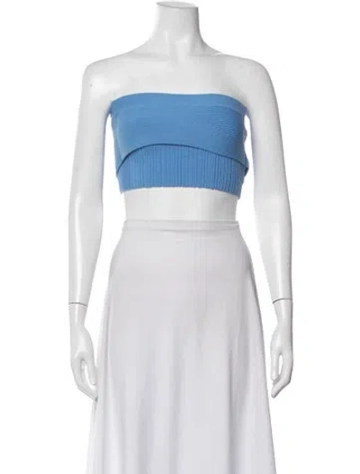 Pre-owned Anna Quan Strapless Crop Top In Blue
