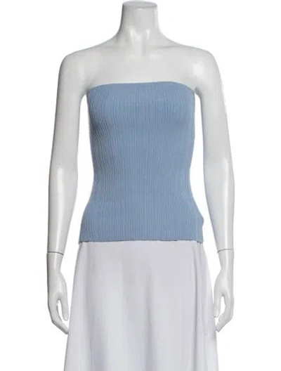 Pre-owned Anna Quan Strapless Crop Top W/ Tags In Blue