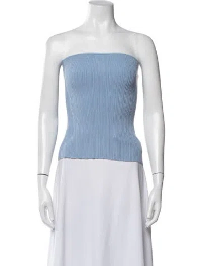 Pre-owned Anna Quan Strapless Crop Top W/ Tags In Blue