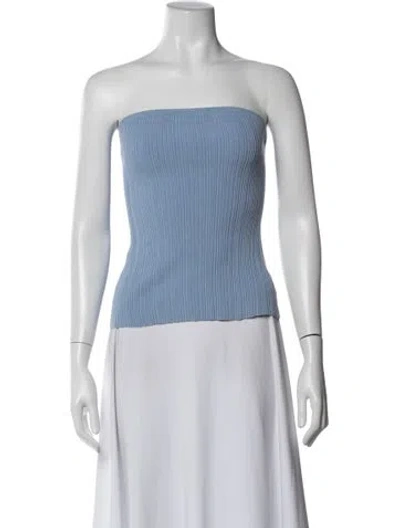 Pre-owned Anna Quan Strapless Crop Top W/ Tags In Blue/white