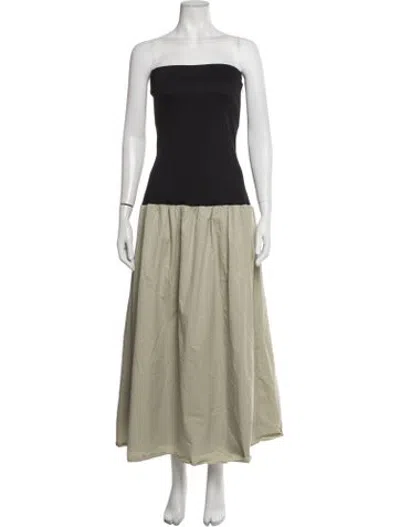 Pre-owned Anna Quan Strapless Long Dress In Black/green