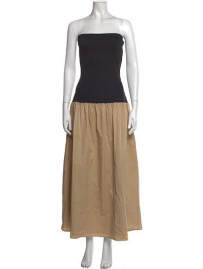 Pre-owned Anna Quan Strapless Long Dress W/ Tags In Black/neutrals