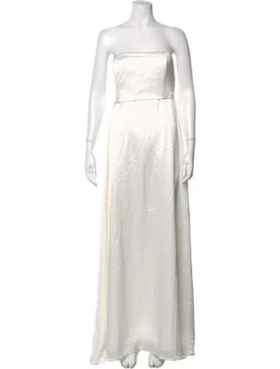 Pre-owned Anna Quan Strapless Long Dress In White