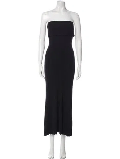 Pre-owned Anna Quan Strapless Midi Length Dress In Black