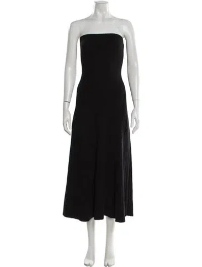 Pre-owned Anna Quan Strapless Midi Length Dress In Black
