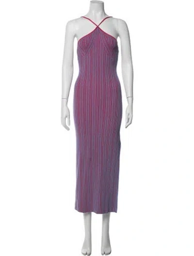 Pre-owned Anna Quan Striped Long Dress W/ Tags In Purple
