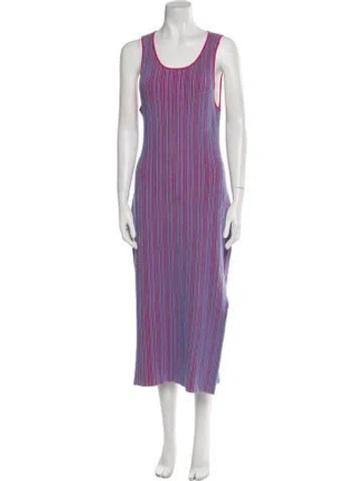 Pre-owned Anna Quan Striped Midi Length Dress In Blue