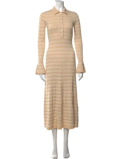 Pre-owned Anna Quan Striped Midi Length Dress W/ Tags In Neutrals