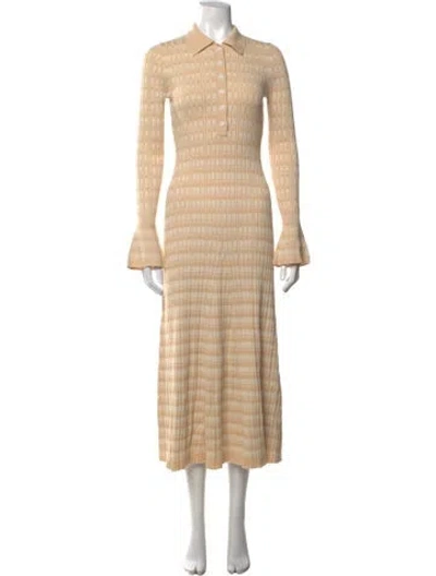 Pre-owned Anna Quan Striped Midi Length Dress W/ Tags In Neutrals