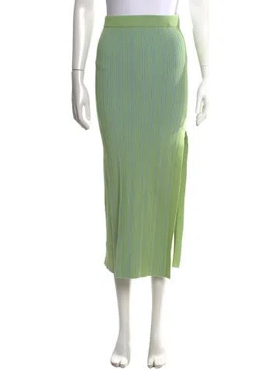 Pre-owned Anna Quan Striped Midi Length Skirt In Green