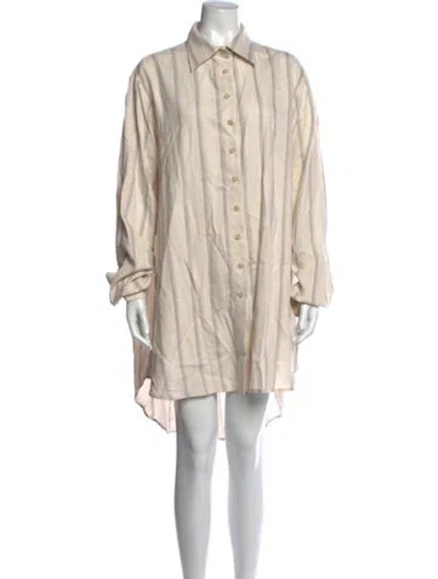 Pre-owned Anna Quan Striped Mini Dress In Neutrals