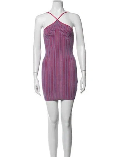 Pre-owned Anna Quan Striped Mini Dress In Purple