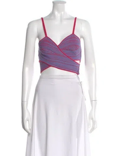 Pre-owned Anna Quan Striped V-neck Crop Top W/ Tags In Purple