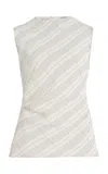 Anna Quan Tali Tartan-checked Cotton-blend Top In Ivory