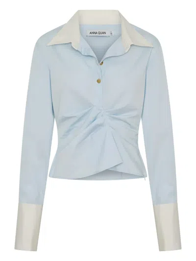 Anna Quan Thea Collared Twisted Shirt In Blue