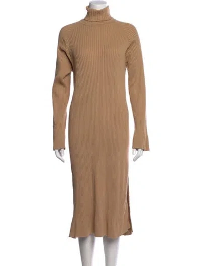 Pre-owned Anna Quan Turtleneck Long Dress In Brown