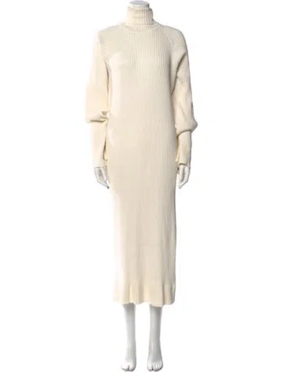 Pre-owned Anna Quan Turtleneck Long Dress In Neutral