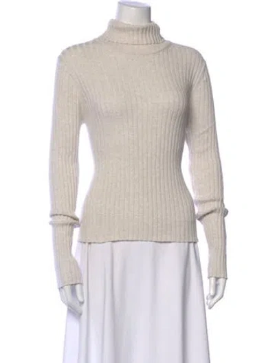 Pre-owned Anna Quan Turtleneck Long Sleeve Top In Neutral