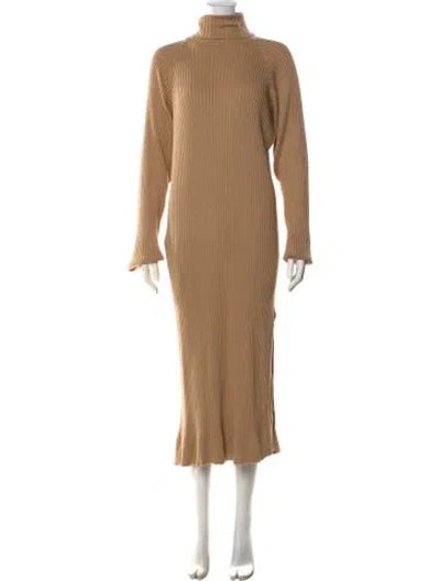 Pre-owned Anna Quan Turtleneck Midi Length Dress In Brown