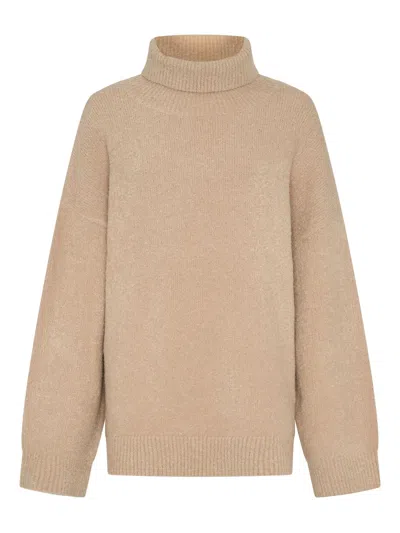 Anna Quan Turtleneck Wide-sleeve Jumper In Neutral