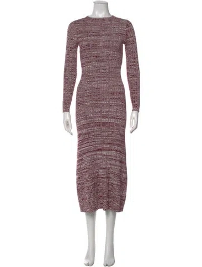 Pre-owned Anna Quan Tweed Pattern Long Dress In Red