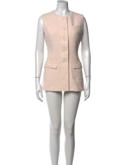 Pre-owned Anna Quan Tweed Pattern Midi Length Dress In Pink