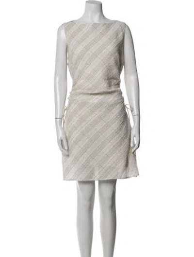 Pre-owned Anna Quan Tweed Pattern Mini Dress W/ Tags In Neutrals