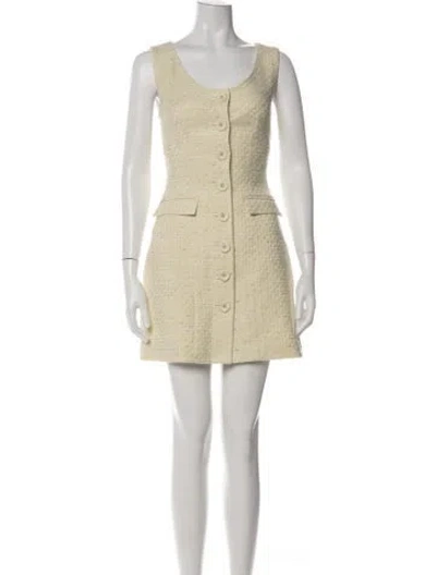 Pre-owned Anna Quan Tweed Pattern Mini Dress W/ Tags In Yellow